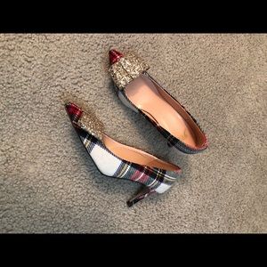 Plaid Glitter Bow Pumps